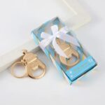 Desfăcător de sticle decorativ tip biberon, finisaj auriu, culoare albastru