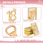 Desfacator de sticle 18 ani auriu – suvenir petrecere majorat, cadou invitati - imagine 3