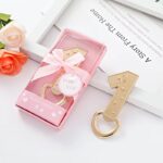 Marturie 1 an – desfacator de sticle cifra 1, cadou aniversare copil cutie roz